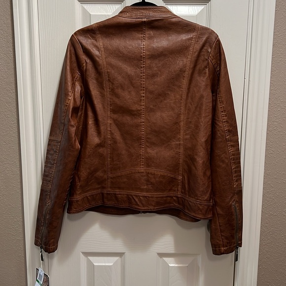Jou Jou Vegan Leather Tobacco/Brown Light-Weight Jacket Size Large - Picture 2 of 13